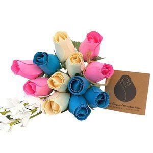 1 Dozen Gender Reveal Wooden Rose Flower Bouquet. The Original Wooden Rose